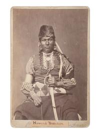 [CUSTER, George Armstrong]. Cabinet card of Osage scout identified as "Howard Mandan" who served with Custer at the Battle of Washita. Fort A. Lincoln, DT: M.A. Breese & Co.