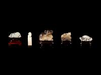 Five Chinese Carved Jade Animals