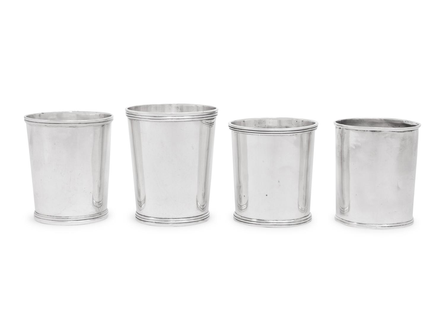 Four American Coin Silver Beakers
