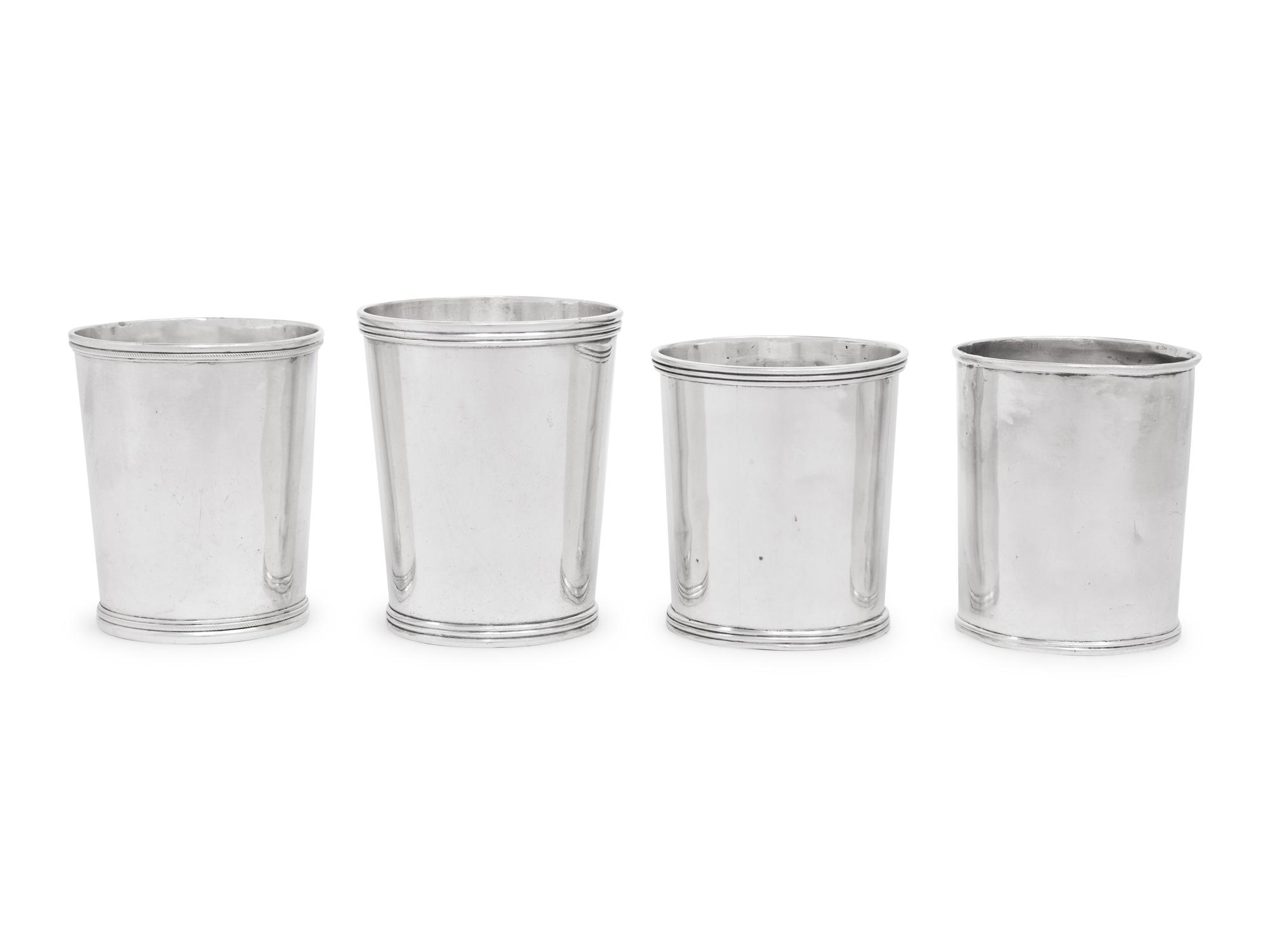 Four American Coin Silver Beakers