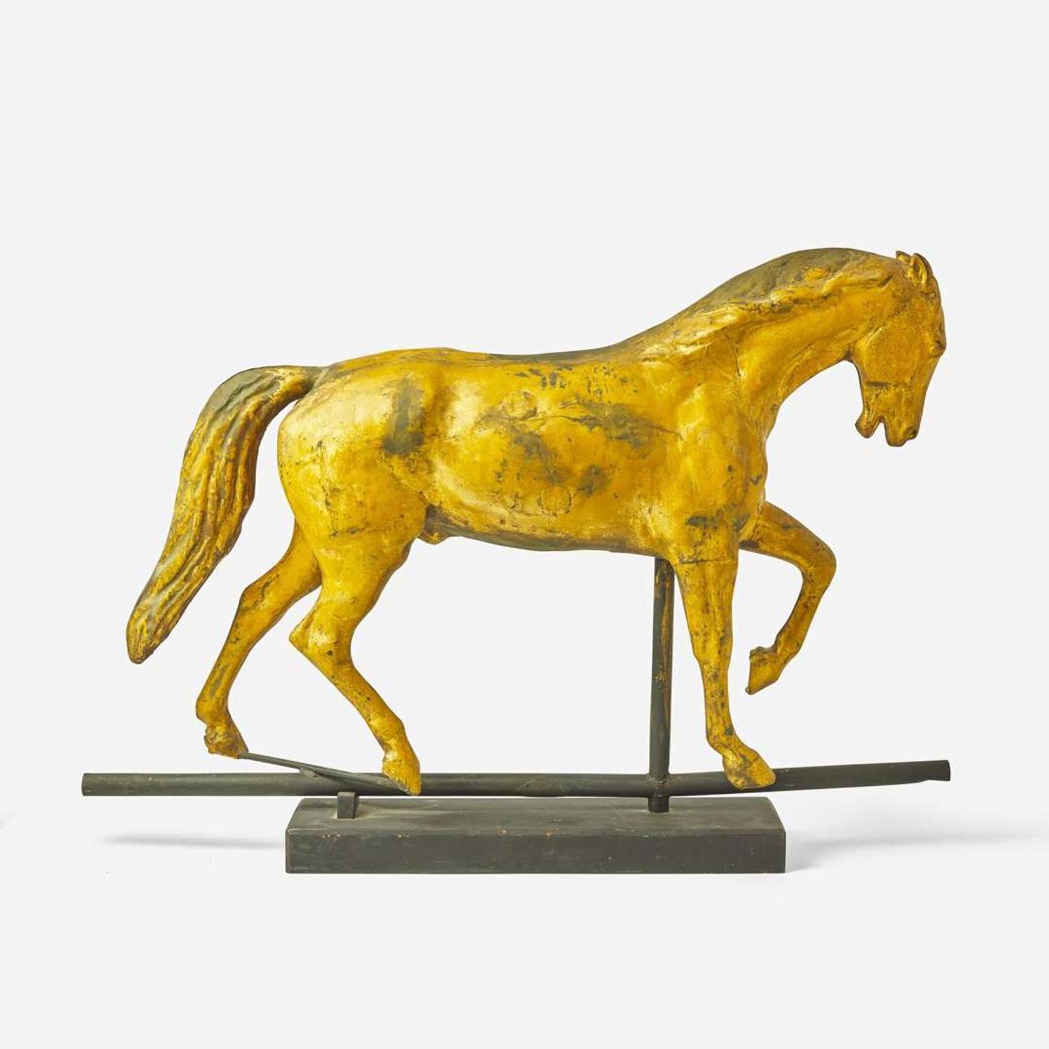 A gilded copper weathervane of a pony
