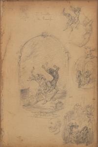 [Literature] Cruikshank, George. Group of 3 Drawings