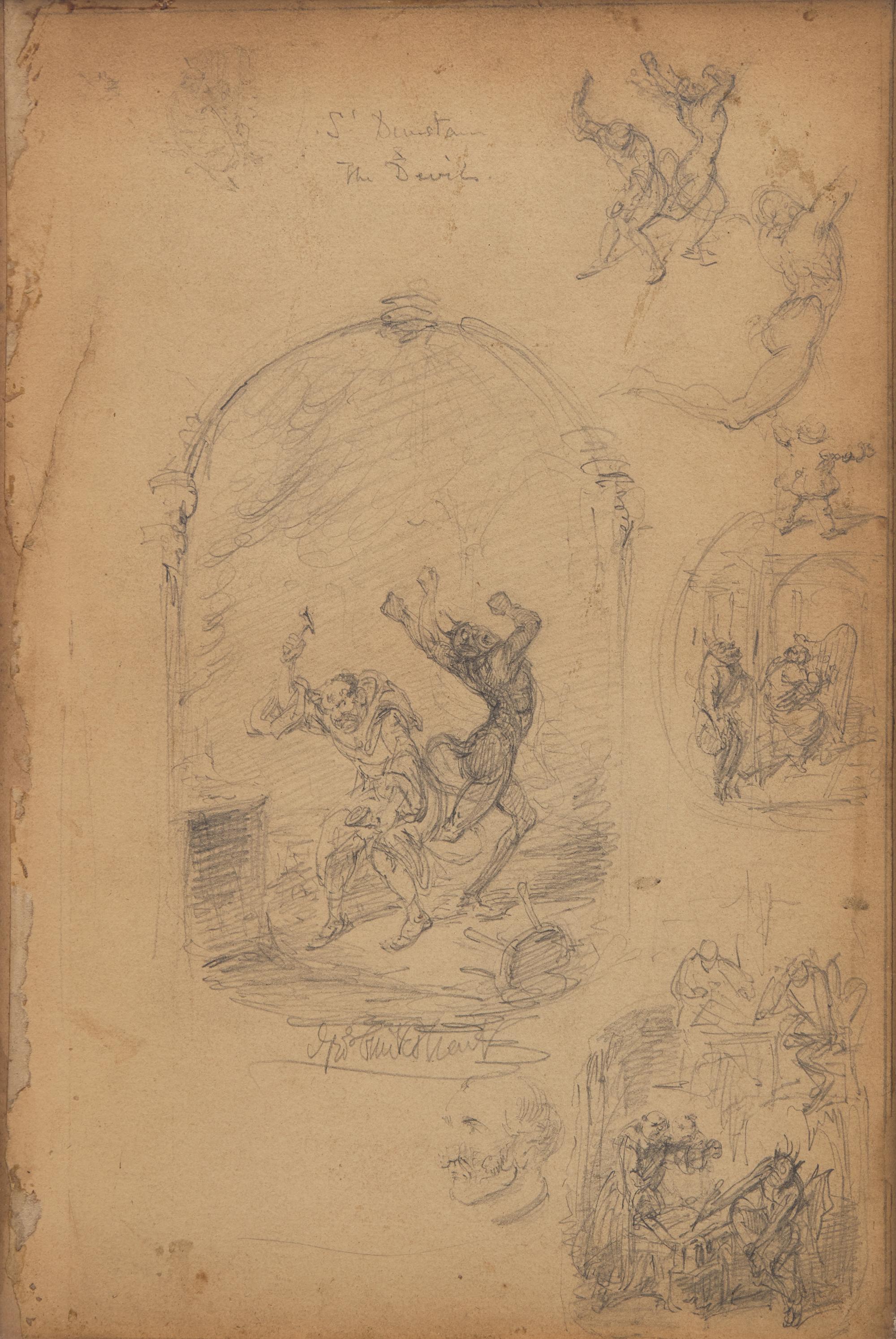[Literature] Cruikshank, George. Group of 3 Drawings