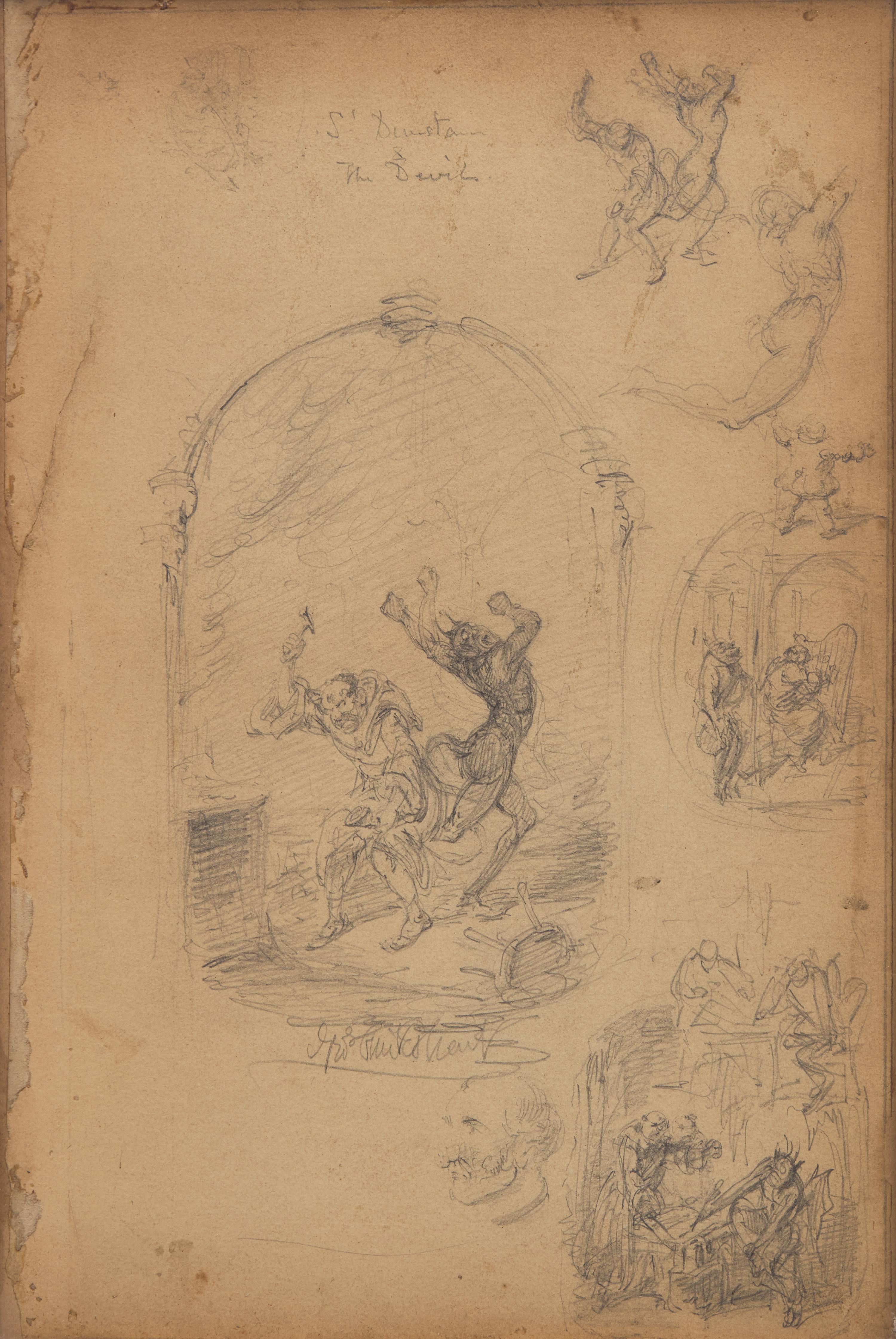 [Literature] Cruikshank, George. Group of 3 Drawings