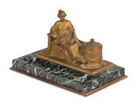 An Austrian Gilt Bronze and Marble Figural Inkwell