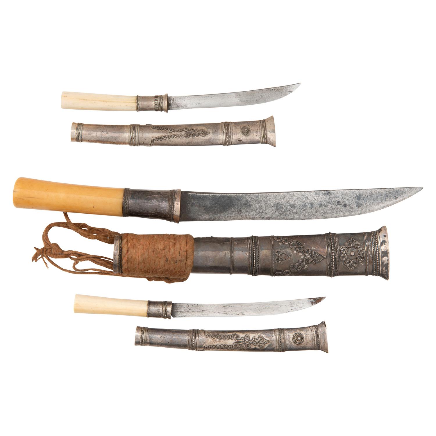 Lot of 3 Burmese Dha Daggers