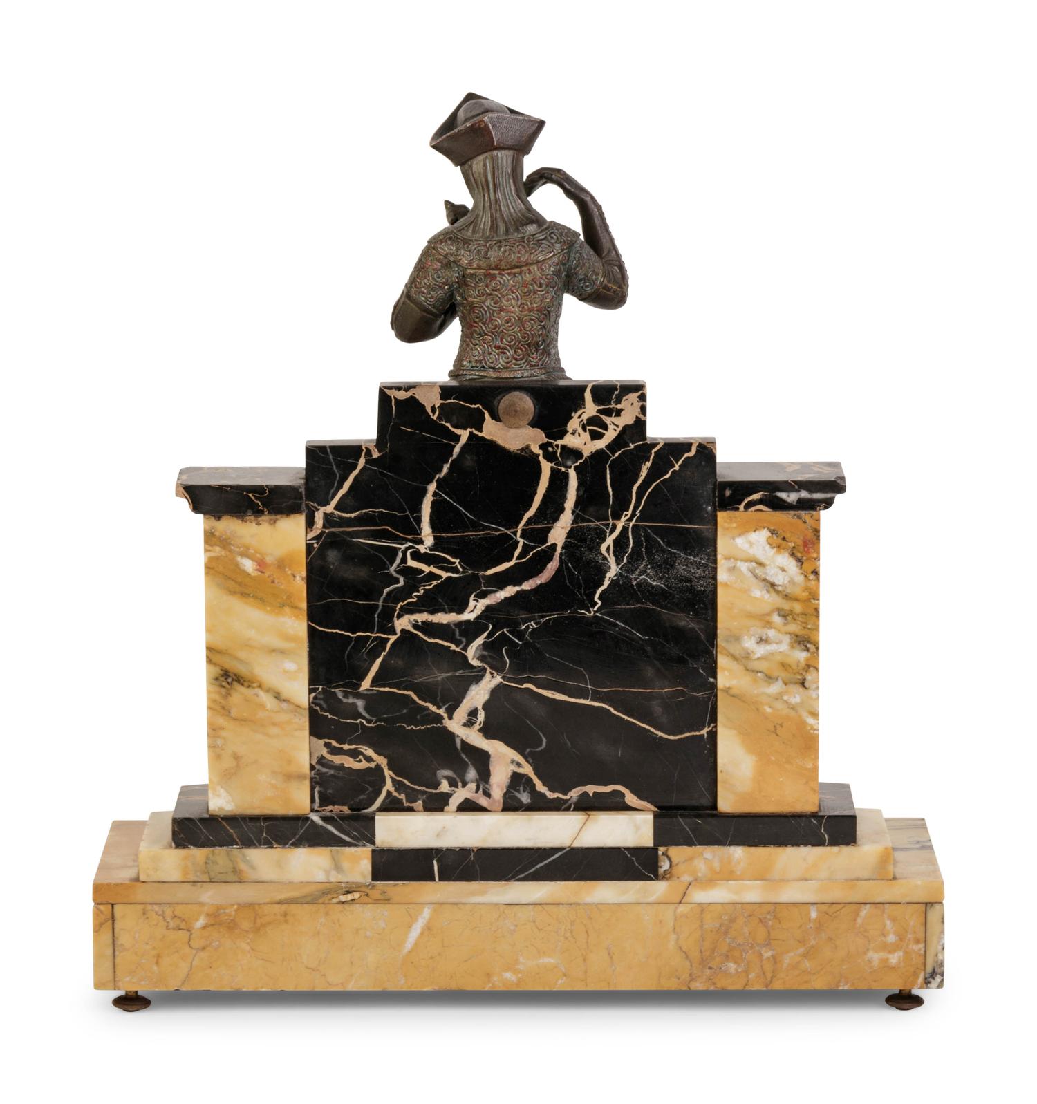 A Continental Bronze, Champlevé and Marble Figure