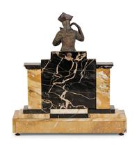 A Continental Bronze, Champlevé and Marble Figure