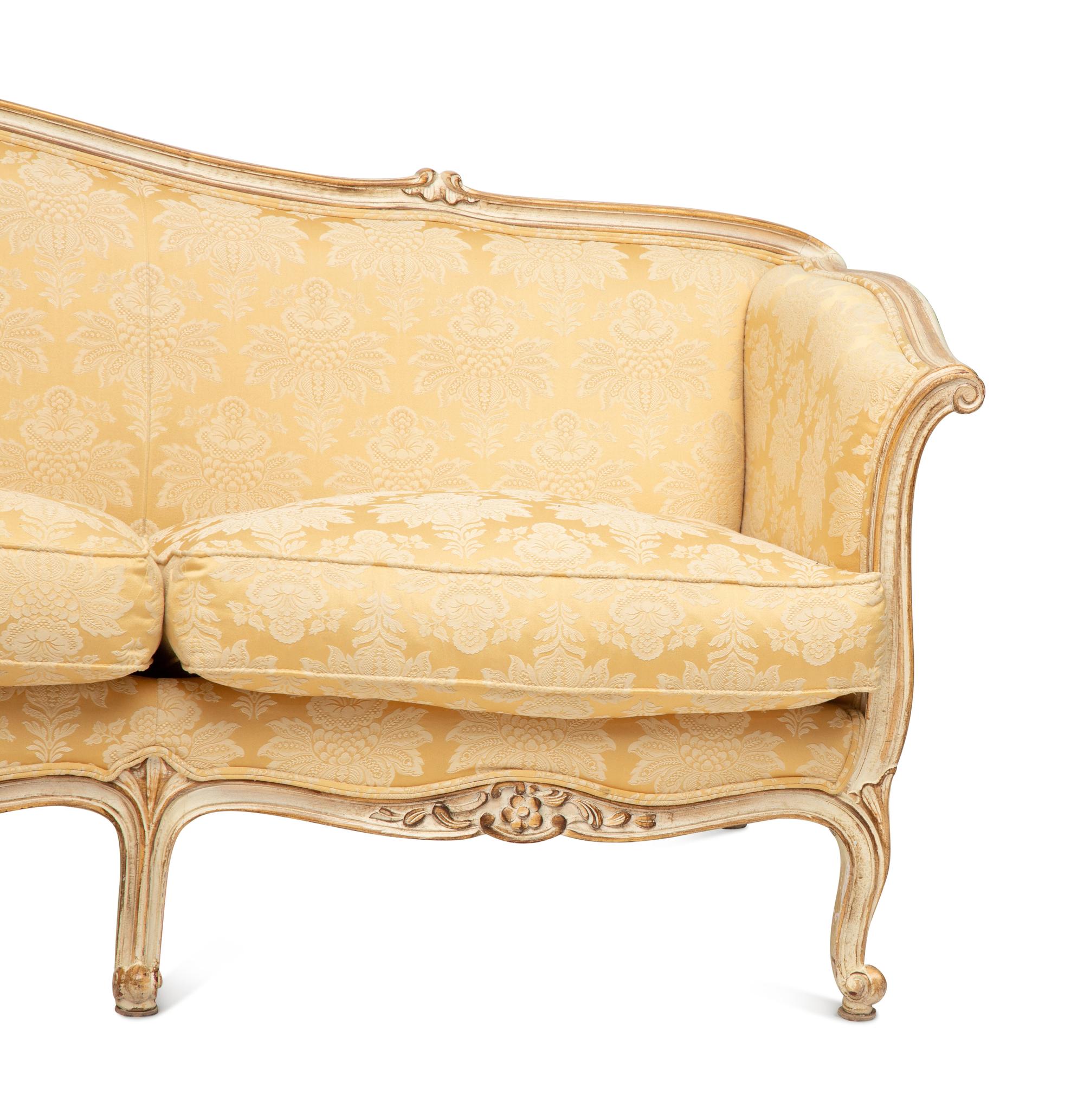 A Louis XV Style Painted and Parcel Gilt Canape — 19th/20th Century