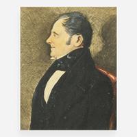 Attributed to William James Hubard (English, 1807-1862) Portrait Miniature of a Gentleman