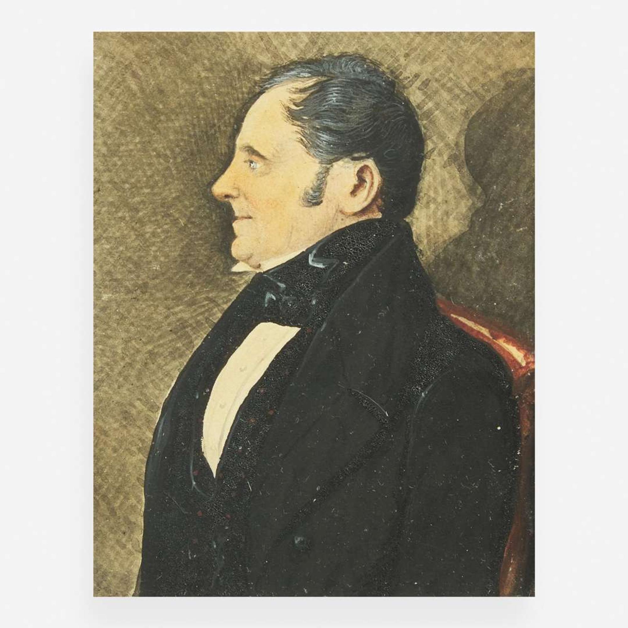 Attributed to William James Hubard (English, 1807-1862) Portrait Miniature of a Gentleman