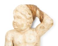 A Pair of Italian Carved, Painted and Parcel Gilt Putti