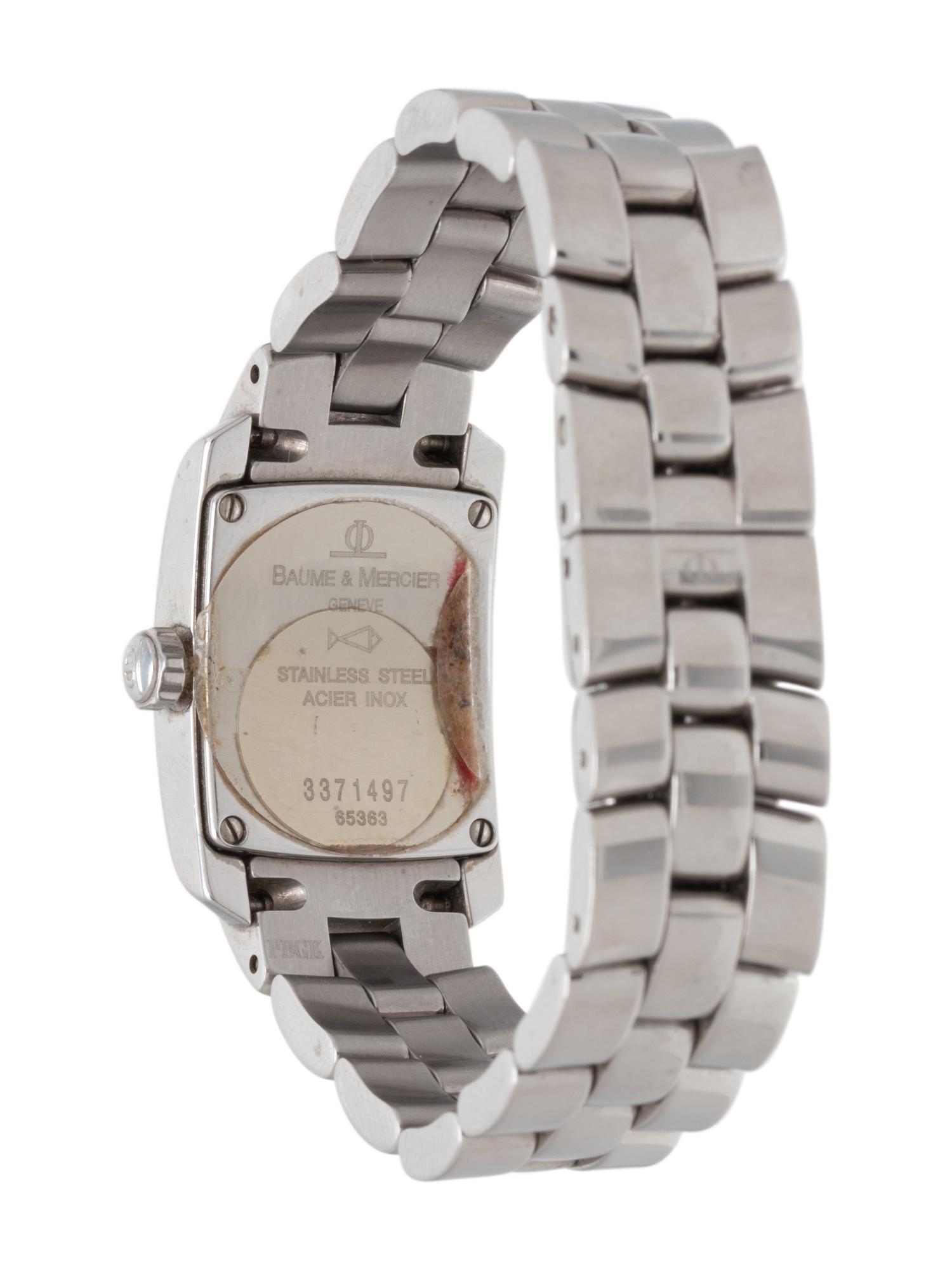 BAUME & MERCIER, REF. 65363 STAINLESS STEEL AND DIAMOND 'HAMPTON' WRISTWATCH
