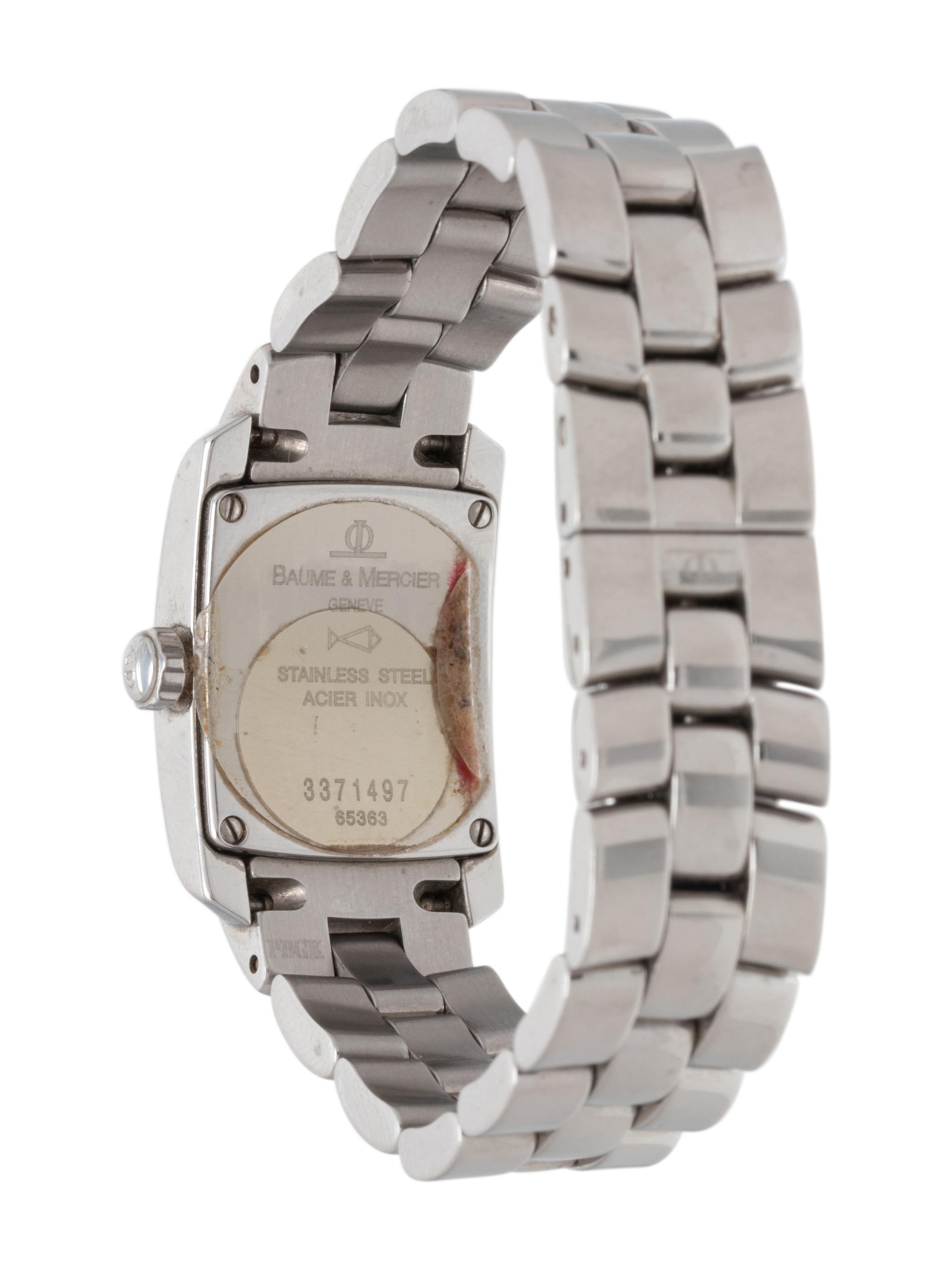 BAUME & MERCIER, REF. 65363 STAINLESS STEEL AND DIAMOND 'HAMPTON' WRISTWATCH