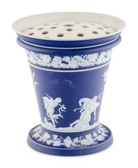 A Large Wedgwood Jasperware Vase and Flower Frog