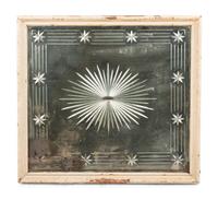 An Etched Glass Mirror with a Painted Frame