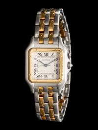 CARTIER, STAINLESS STEEL AND 18K YELLOW GOLD 'PANTHÈRE' WATCH