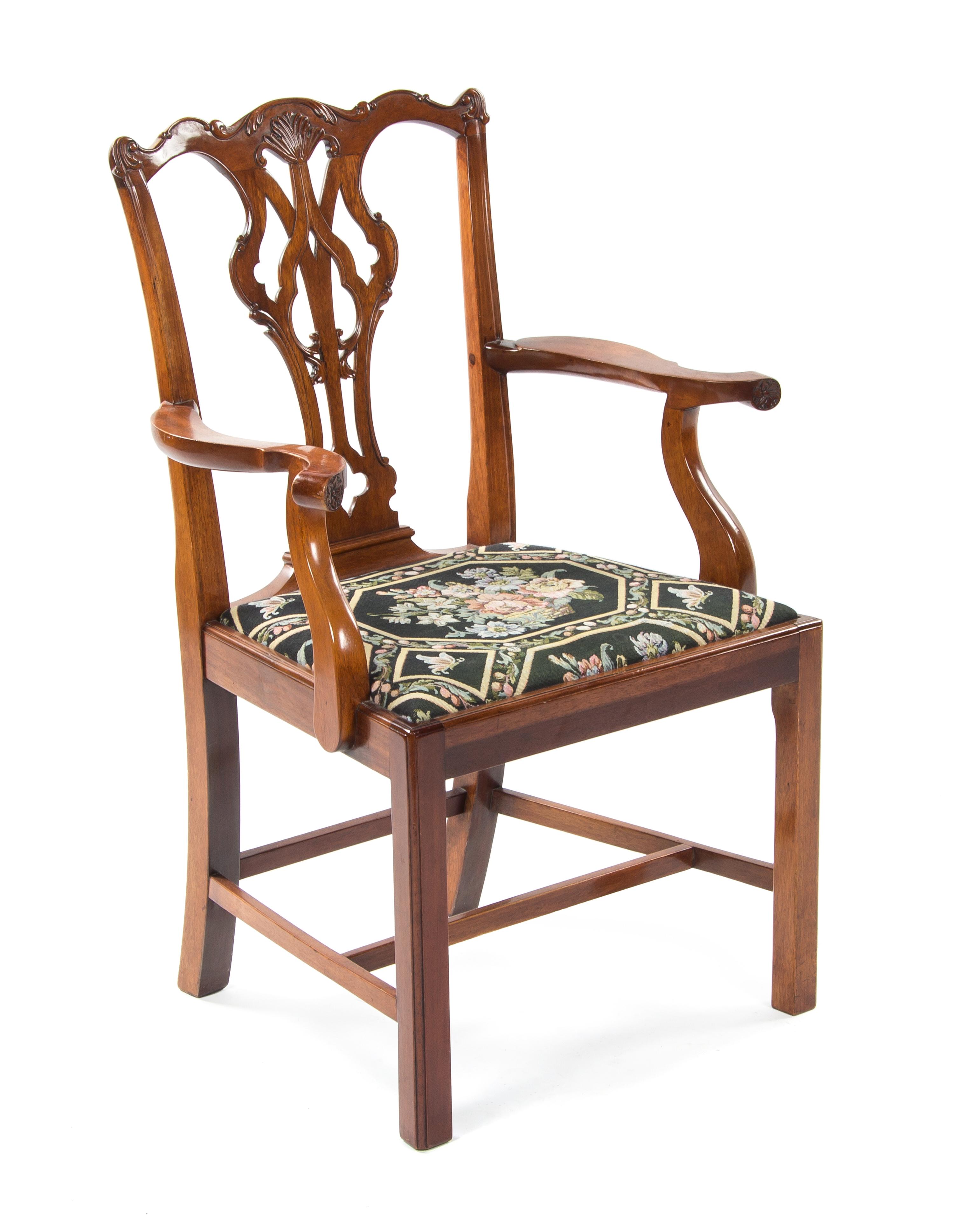 A Chippendale Style Mahogany Armchair, EARLY 20TH CENTURY, Height 38 1/2 inches. — EARLY 20TH CENTURY,