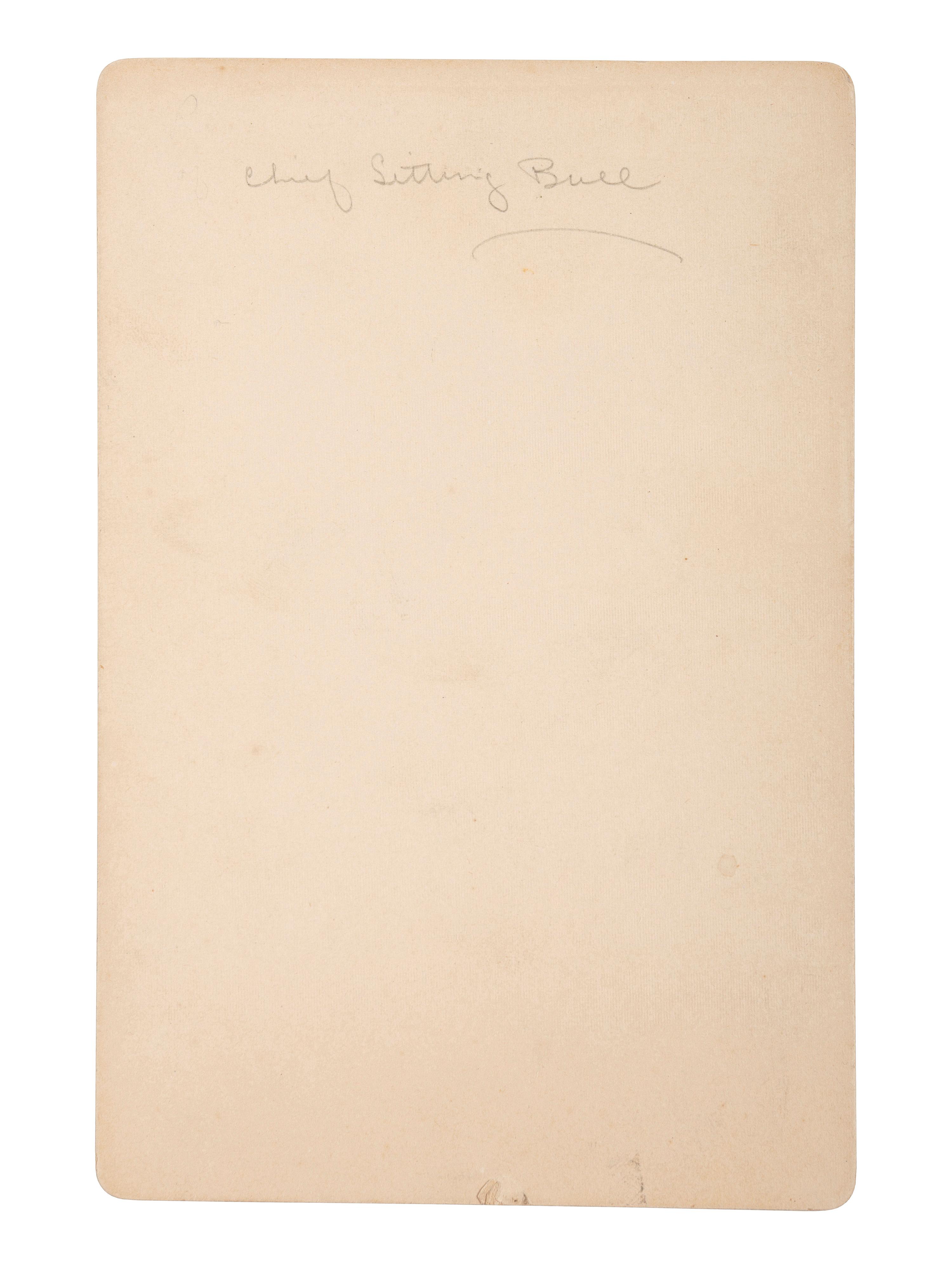 [NATIVE AMERICANS]. DE GRAFF, W.H., photographer. Cabinet card of Sitting Bull. Bismarck, North Dakota: ca 1890s.