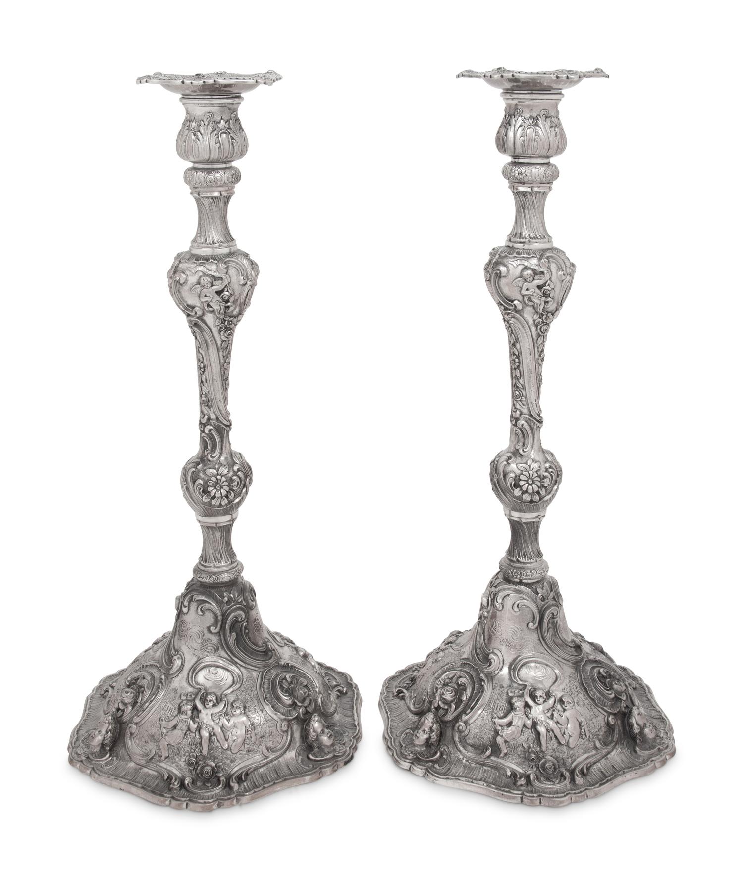 A Pair of American Silver Candlesticks