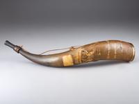 [REVOLUTIONARY WAR]. Mexican hunting horn commemorating the Battle of Lexington.