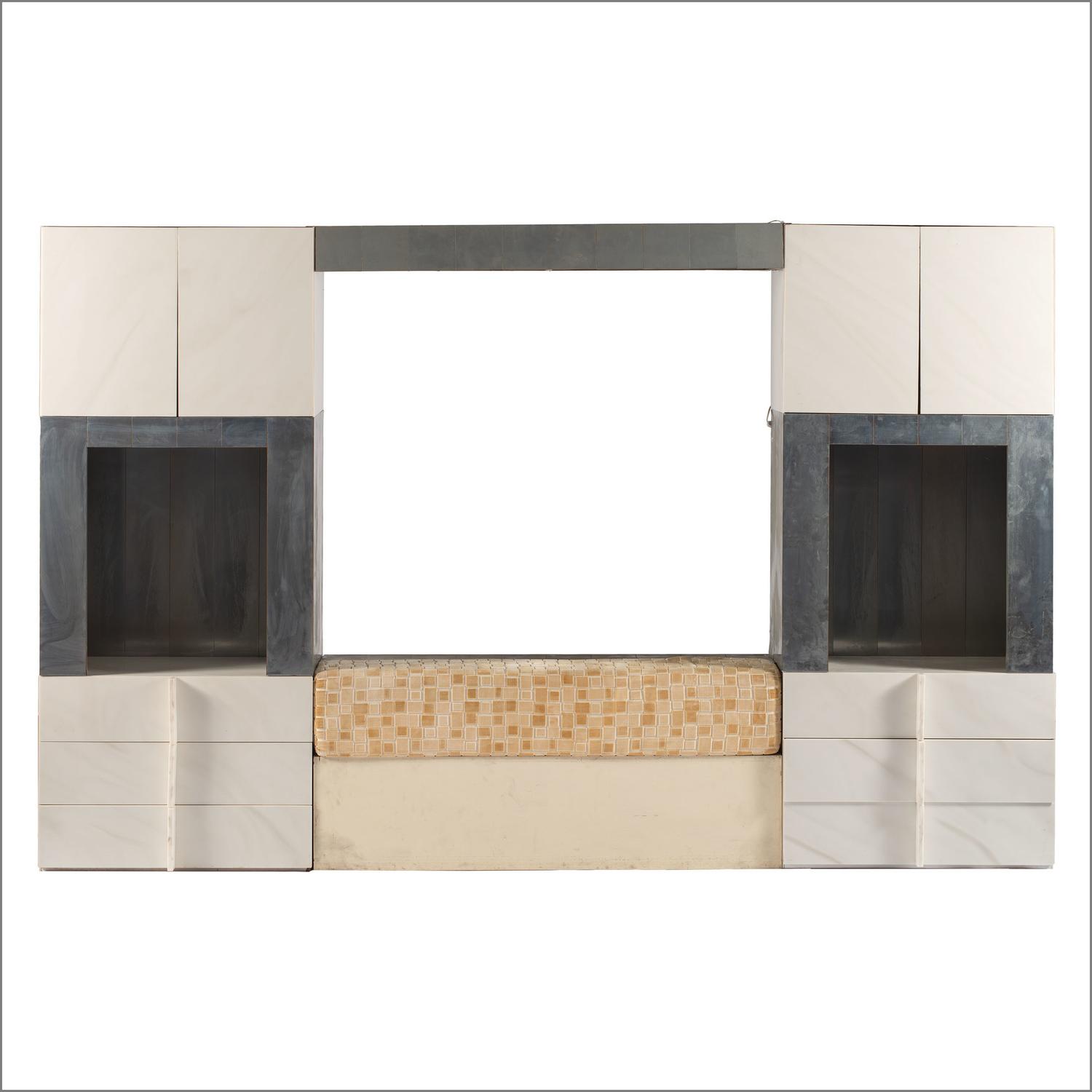 A Paul Evans Cityscape Headboard and Dresser Set