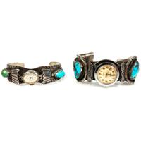 Navajo Silver and Turquoise Cuff Watch Bands