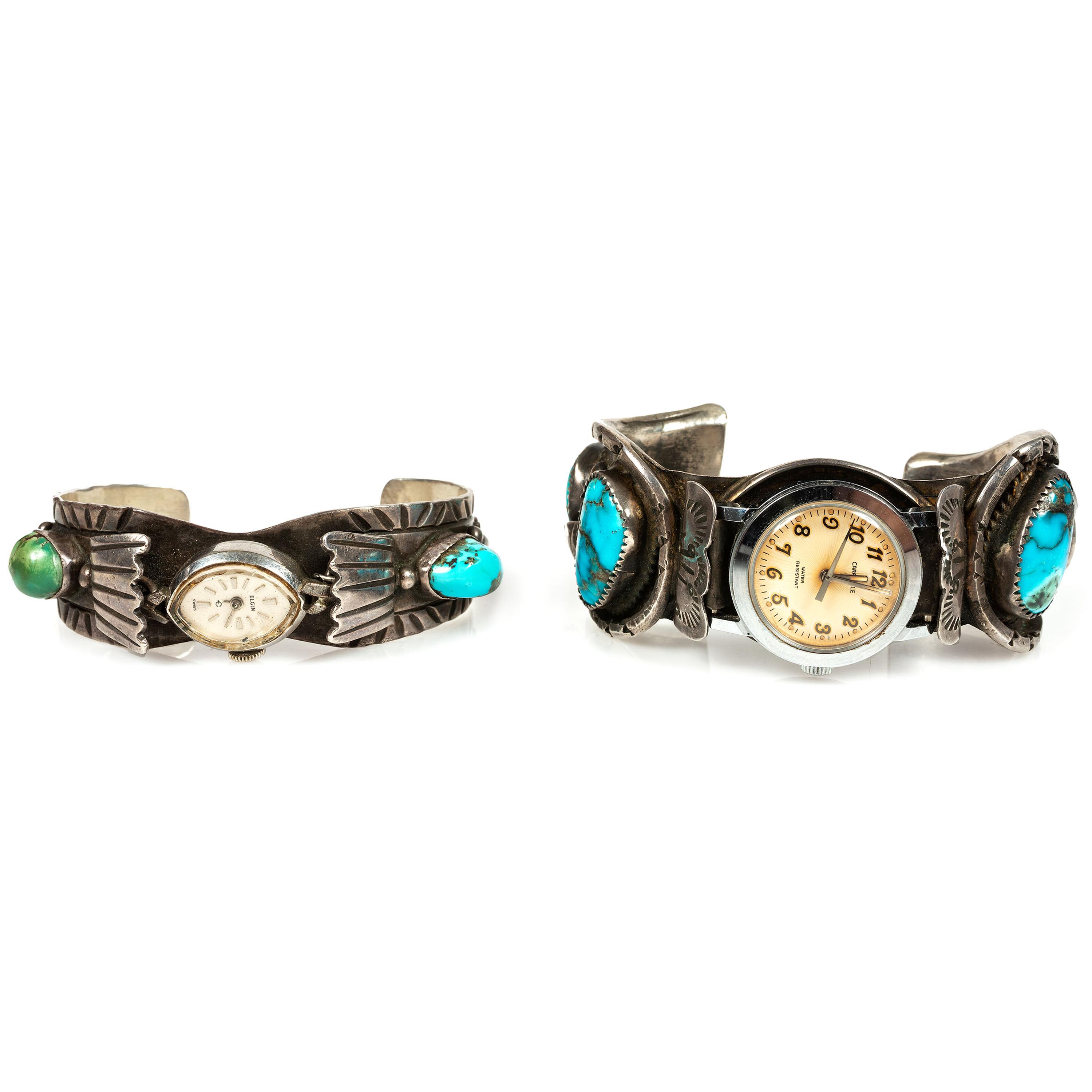 Navajo Silver and Turquoise Cuff Watch Bands