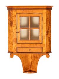 A DR Dimes Tiger Maple Hanging Corner Cabinet