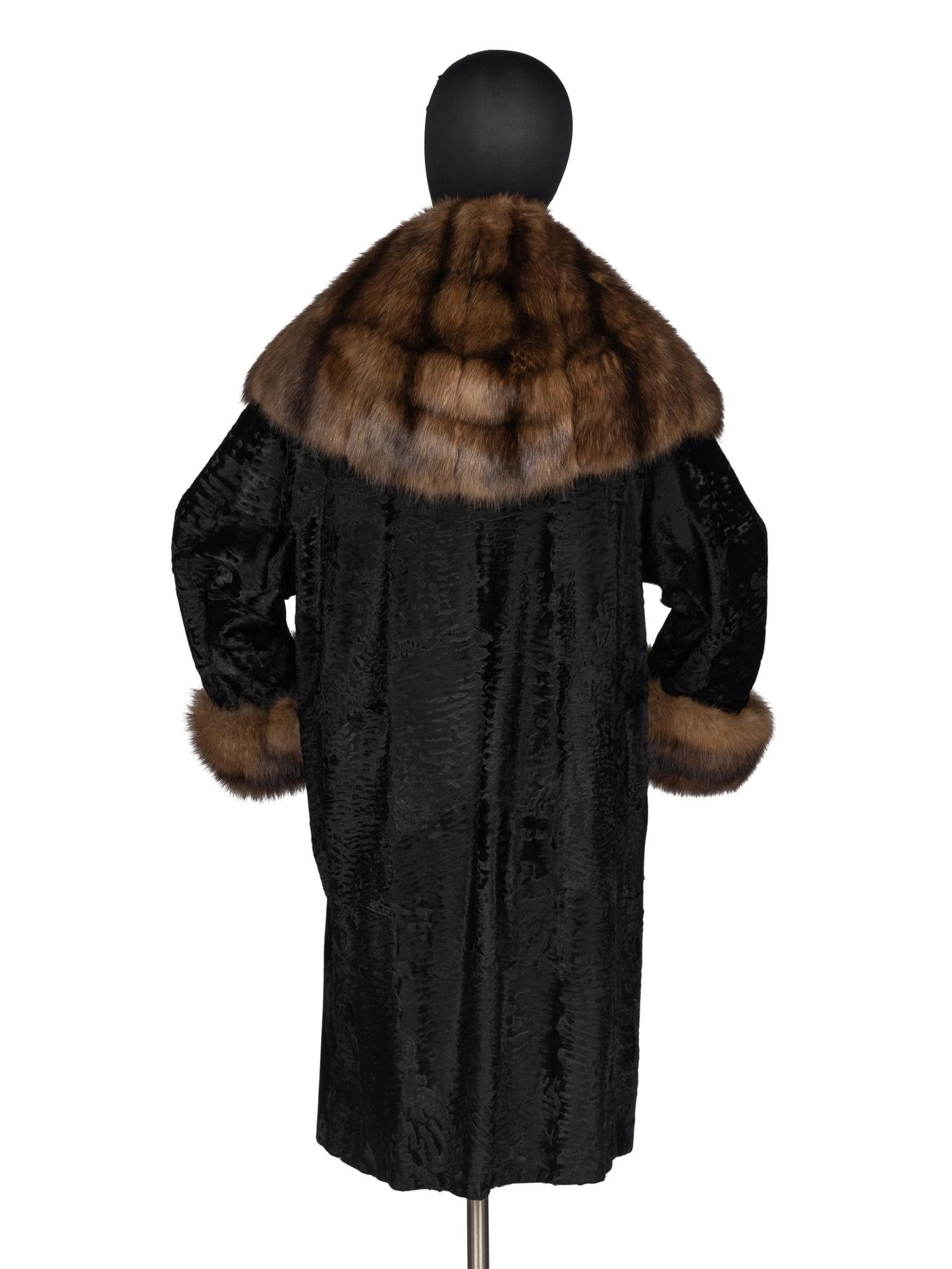 J. Mendel Broadtail Coat With Sable Trim
