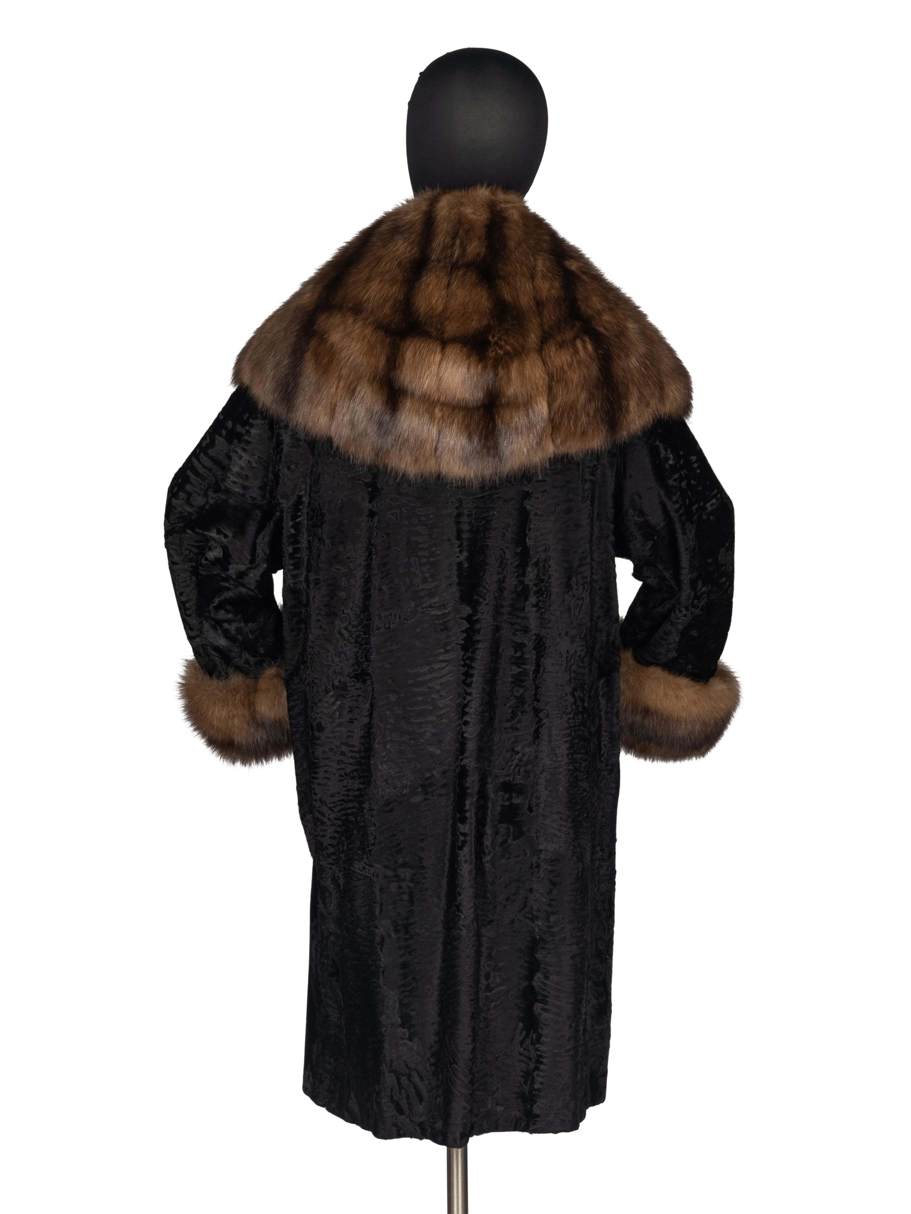 J. Mendel Broadtail Coat With Sable Trim