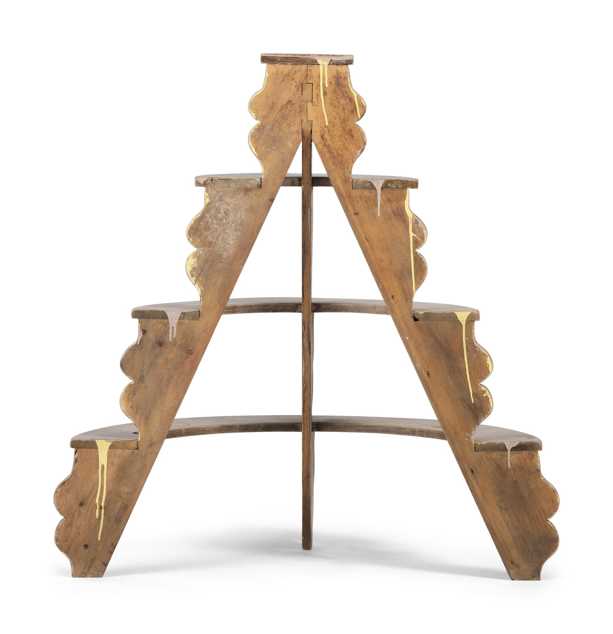 A Country Paint Decorated Pine Four-Tier Shelf