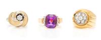 A Collection of Yellow Gold, Diamond and Gemstone Rings, 16.50 dwts.