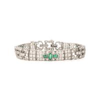 Art Deco, Diamond and Emerald Bracelet