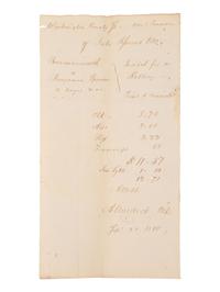 [AFRICAN AMERICANA]. Manuscript listing fees assessed for the trial of a "negro man" who was "Tried & convicted" for robbery. Washington County, Pennsylvania. 22 September 1810.