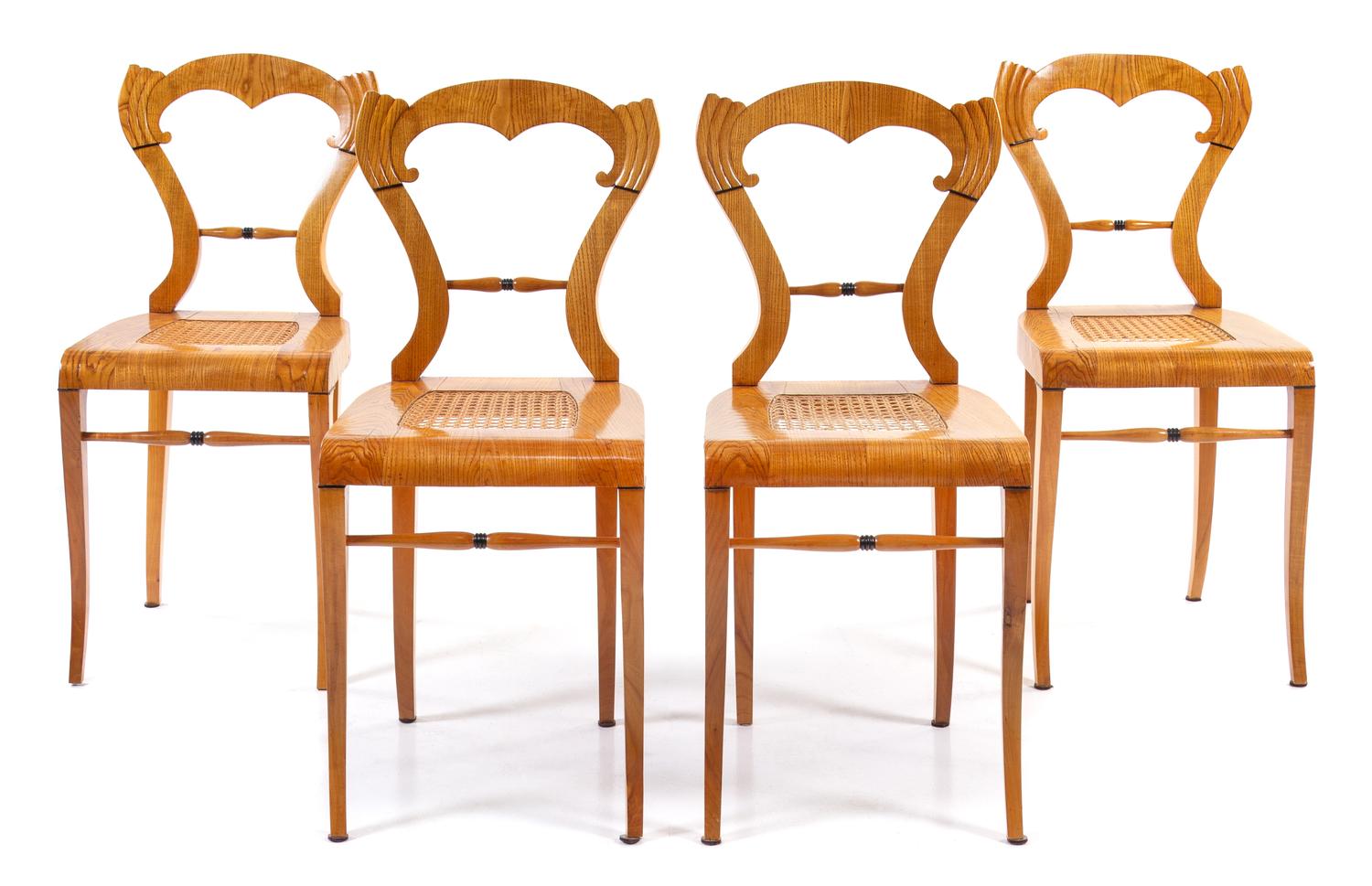 A Set of Four Biedermeier Side Chairs Height 35 3/8 inches. — FIRST HALF 19TH CENTURY