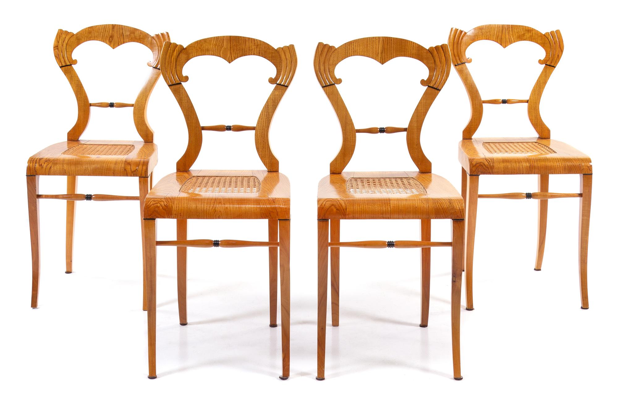 A Set of Four Biedermeier Side Chairs Height 35 3/8 inches. — FIRST HALF 19TH CENTURY