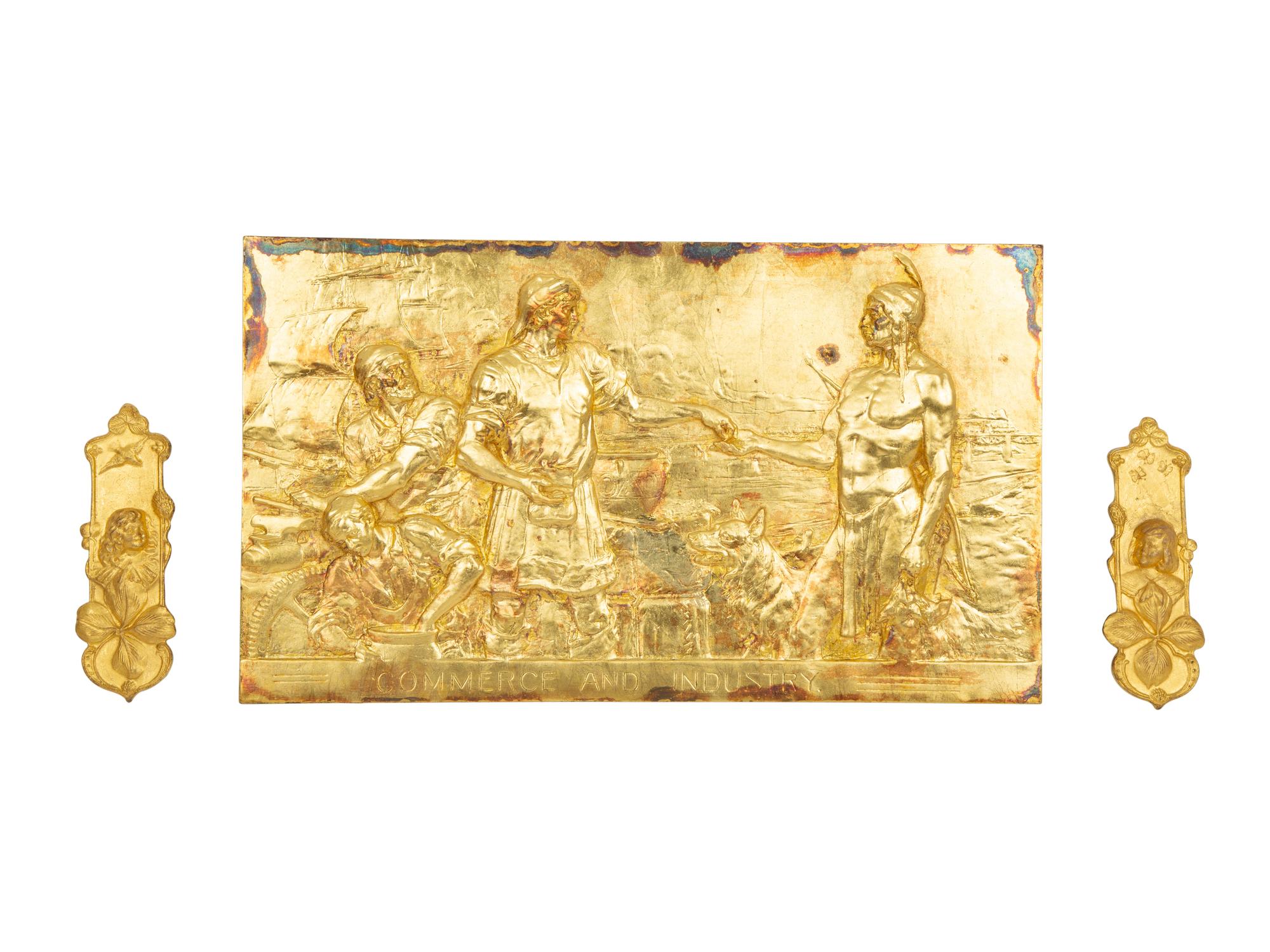 A Group of Three Gilt Wall Plaques