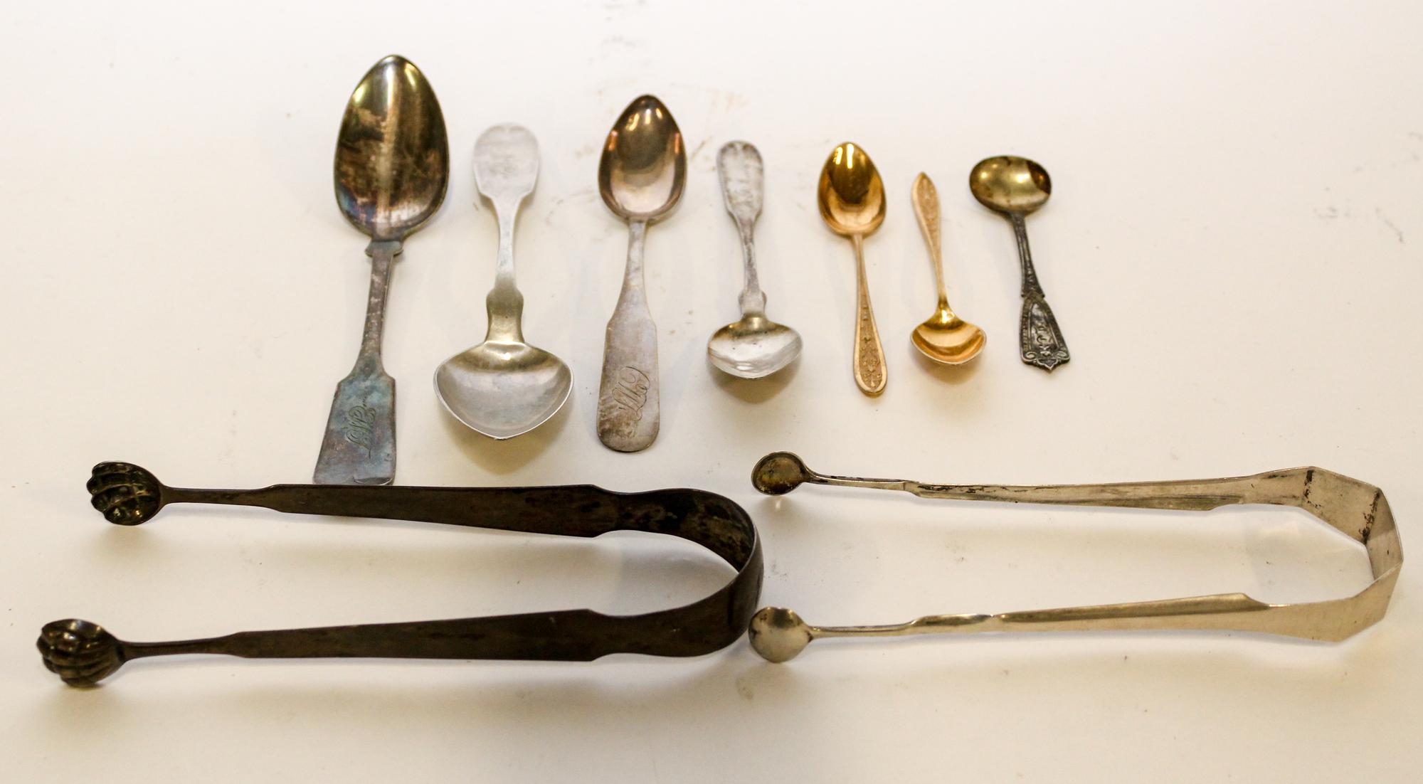 A Collection of Silver-Plate Flatware Articles, Various Makers, comprising: 6 large serving spoons 5 table spoons 39 teaspoons 2 sugar