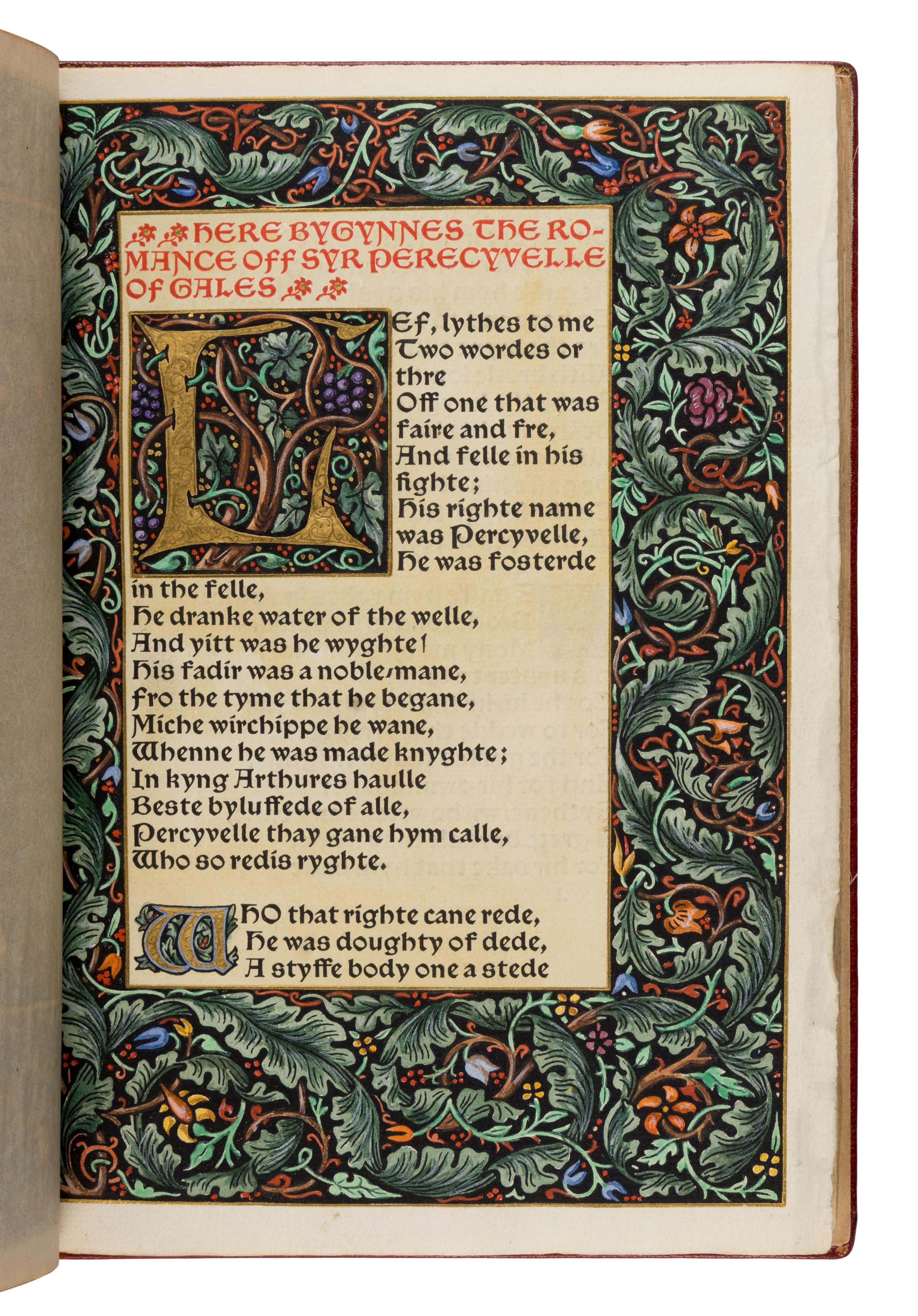 [Fine Press - Kelmscott Press]. Ellis, Frederick Startridge (1830-1901), editor. Syr Perecyvelle of Gales. Hammersmith: The Kelmscott Press, 1895.