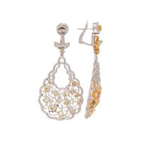 COLORED DIAMOND AND DIAMOND EARCLIPS