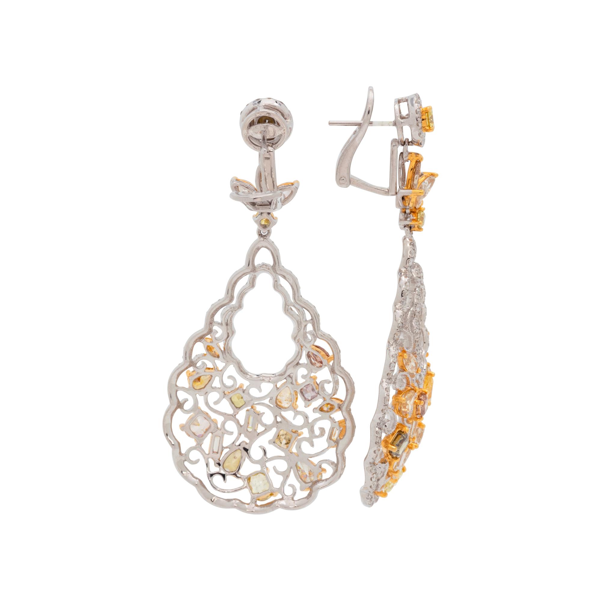 COLORED DIAMOND AND DIAMOND EARCLIPS