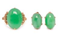 YELLOW GOLD AND JADE SET