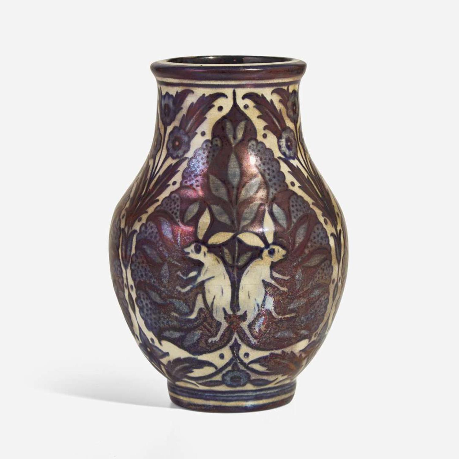 An earthenware baluster vase with lustre glaze Frederick Passenger and William De Morgan (English, 1839-1917), England, circa 1900