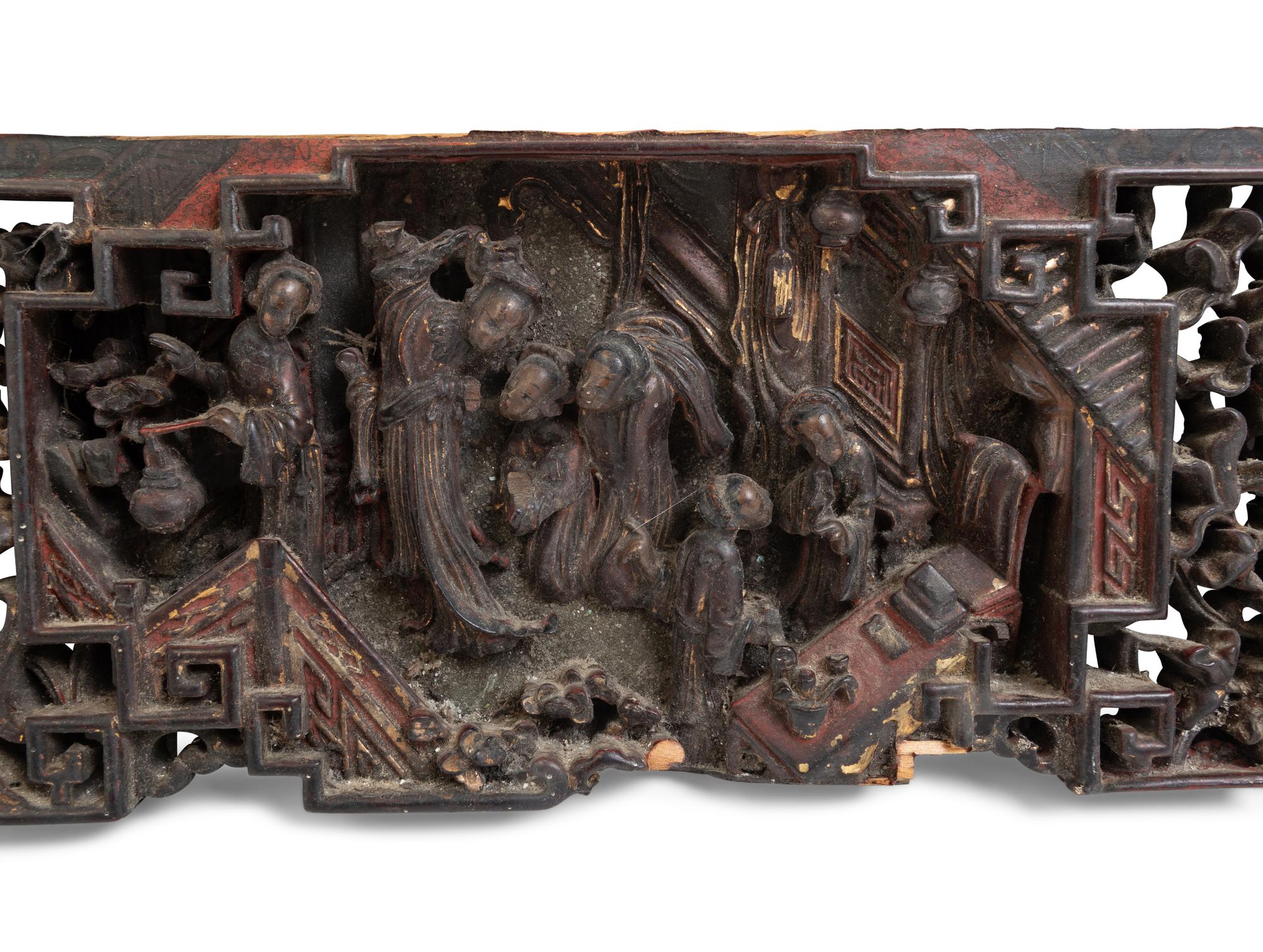 Ten Chinese Carved Wood Panels
