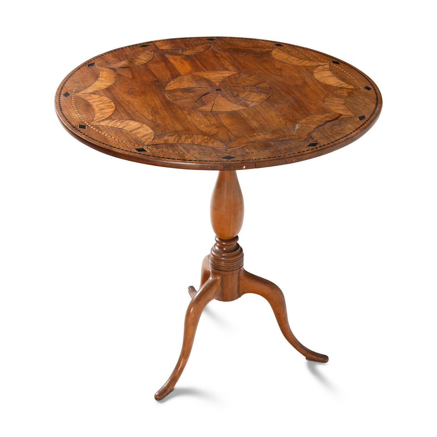 A Federal Inlaid Cherry Tilt-Top Candlestand