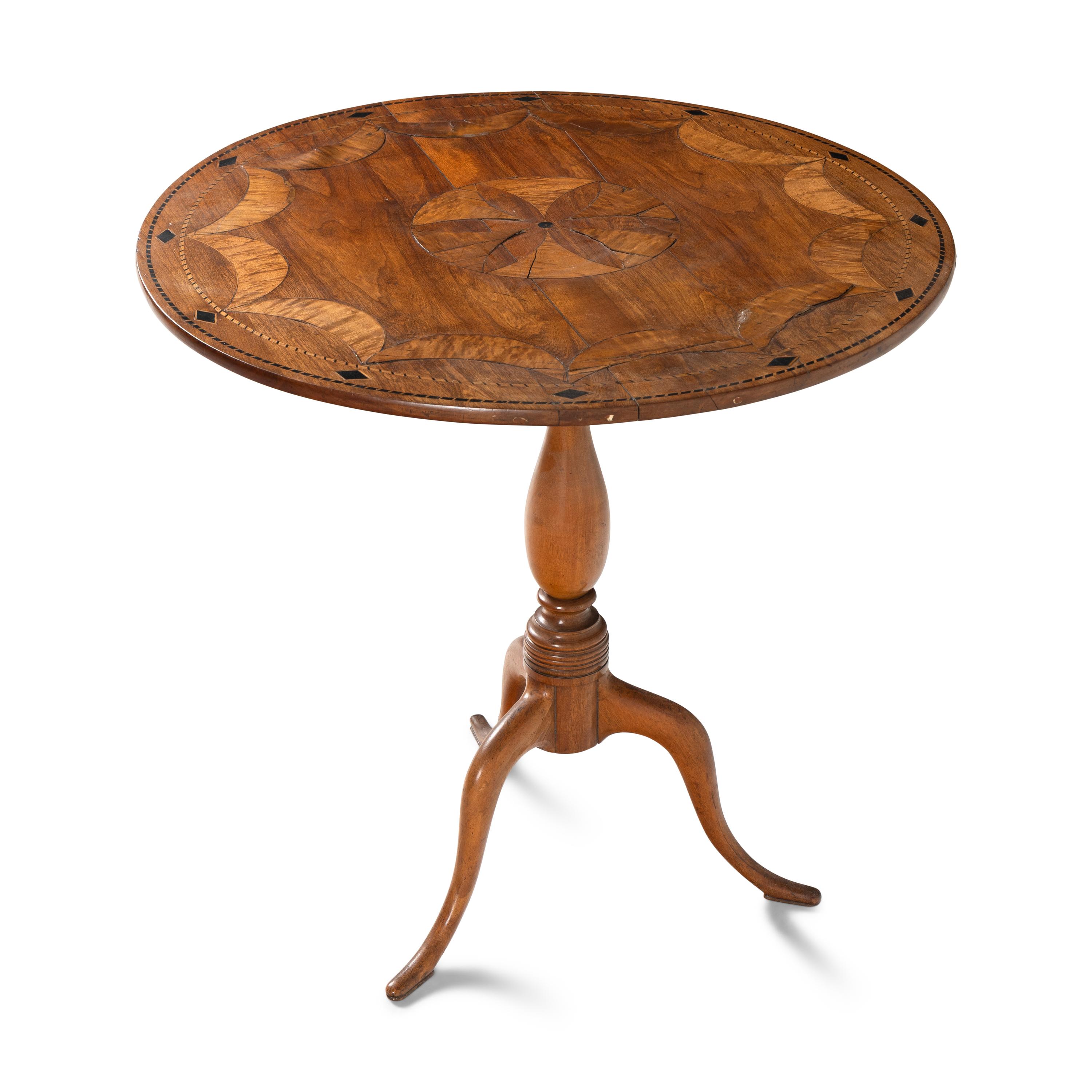 A Federal Inlaid Cherry Tilt-Top Candlestand
