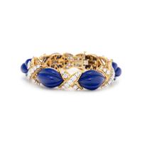 LAPIS LAZULI, DIAMOND, AND YELLOW GOLD BRACELET