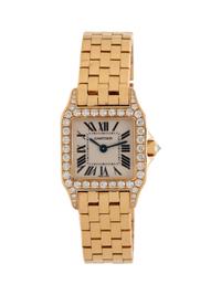 CARTIER, REF. 2699 18K YELLOW GOLD AND DIAMOND 'SANTOS DEMOISELLE' WATCH