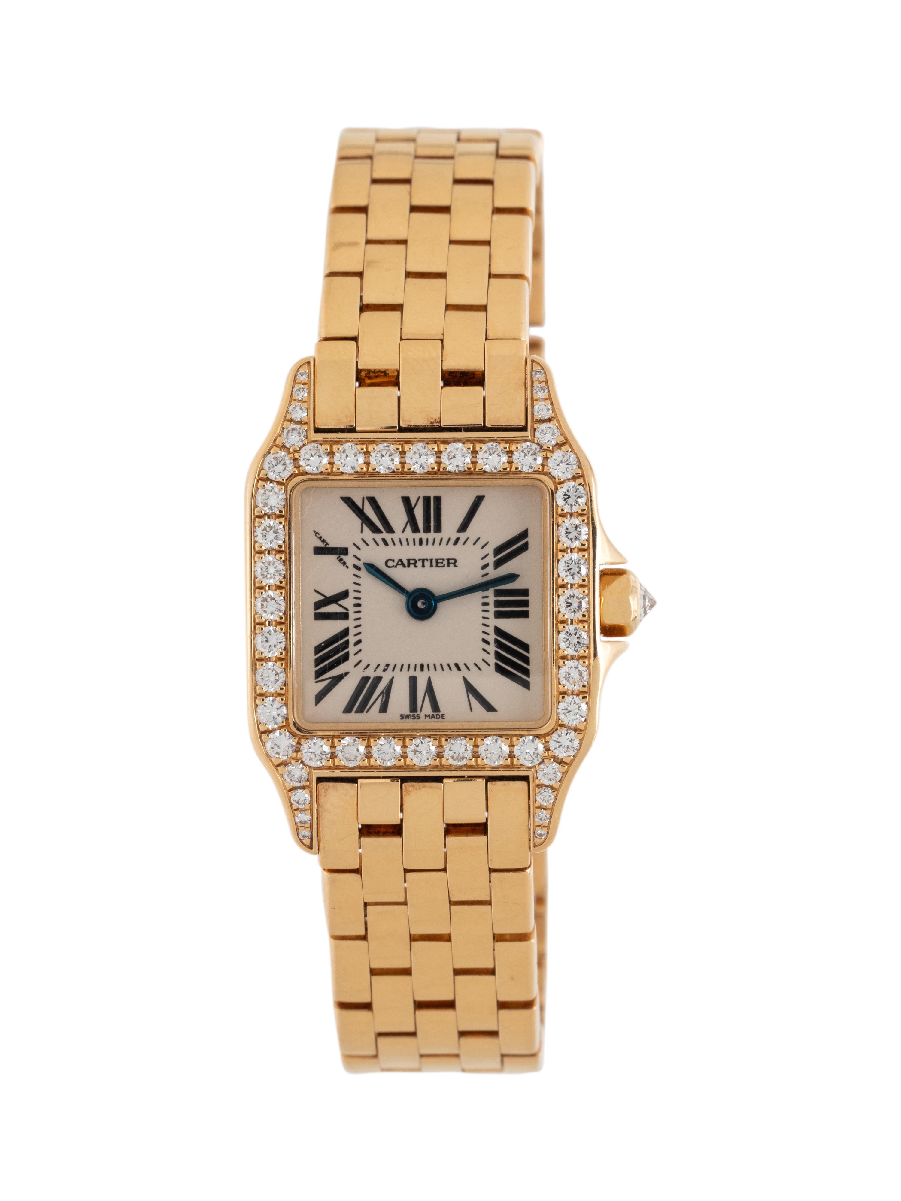 CARTIER, REF. 2699 18K YELLOW GOLD AND DIAMOND 'SANTOS DEMOISELLE' WATCH